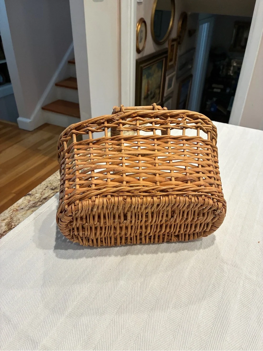 Woven Rattan Handbag in Light Brown